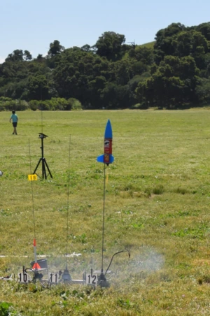 A rocket made from a Pringle's can launches